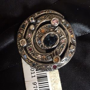 Silver and Multi-Gemstone Brooch